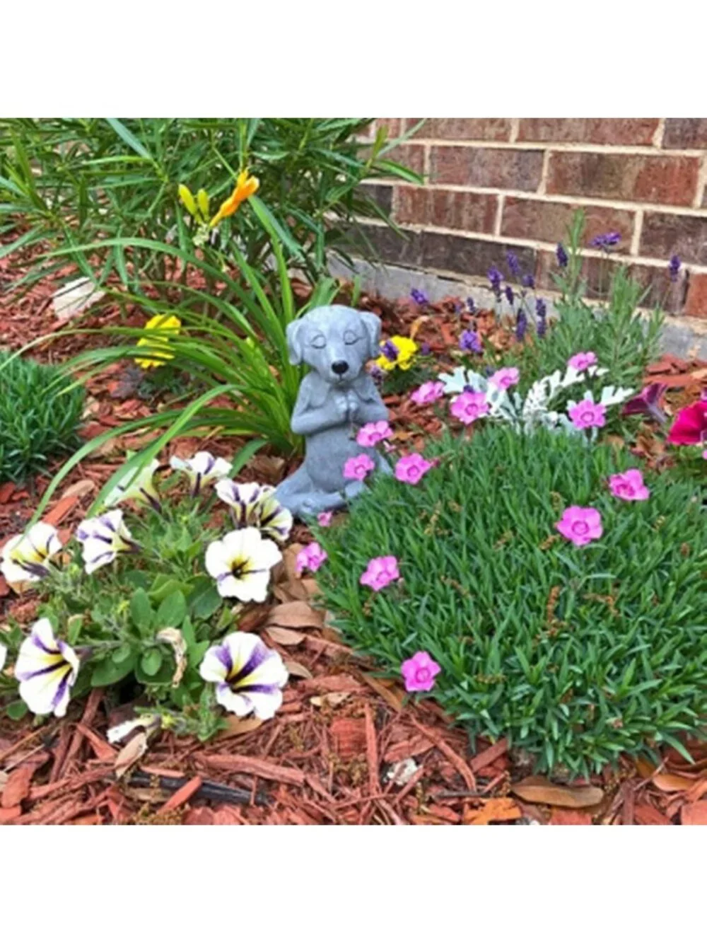Zen Dog Buddha Statue - Meditating Dog Figurine for Tranquil Fairy Garden Decor